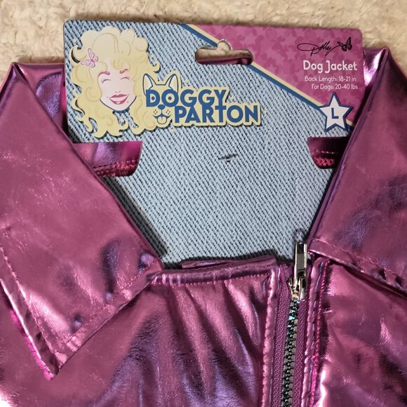 NWT ~ Doggy Parton Rhinestone Bomber Jacket for Dogs - Large, Pink - Picture 7 of 8